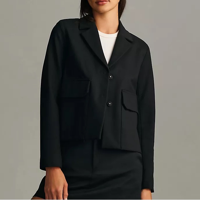 Maeve By Anthropologie Shrunken Swing Ponte Jacket In Black